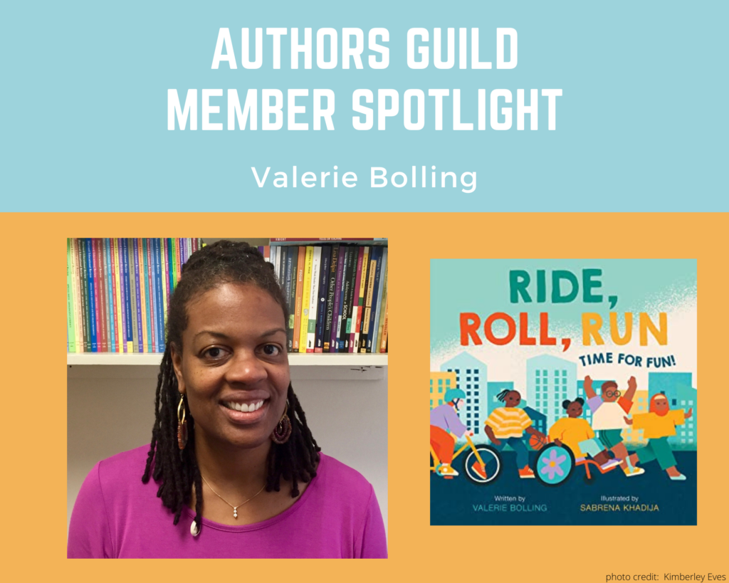 author Valerie Bolling and her book Ride, Roll, Run