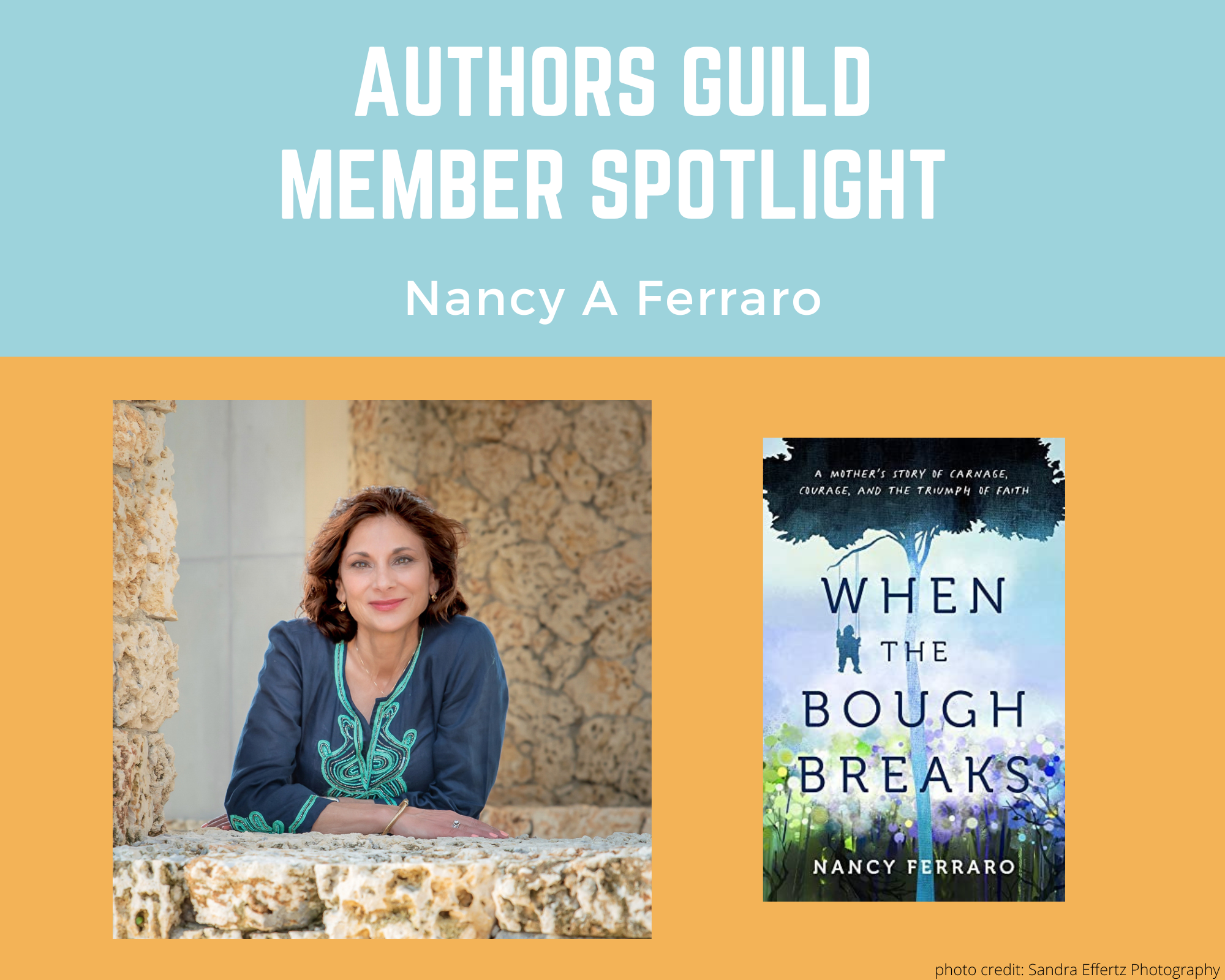 author Nancy Ferraro and an image of When the Bough Breaks