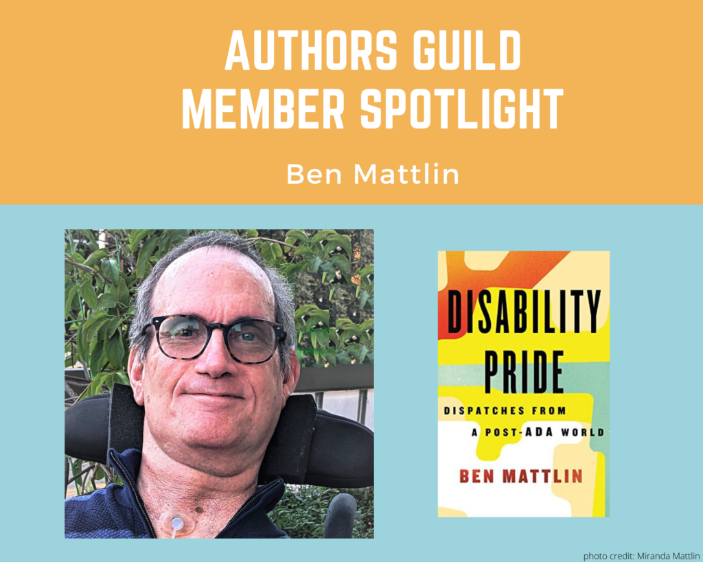 author Ben Mattlin and an image of his book Disability Pride