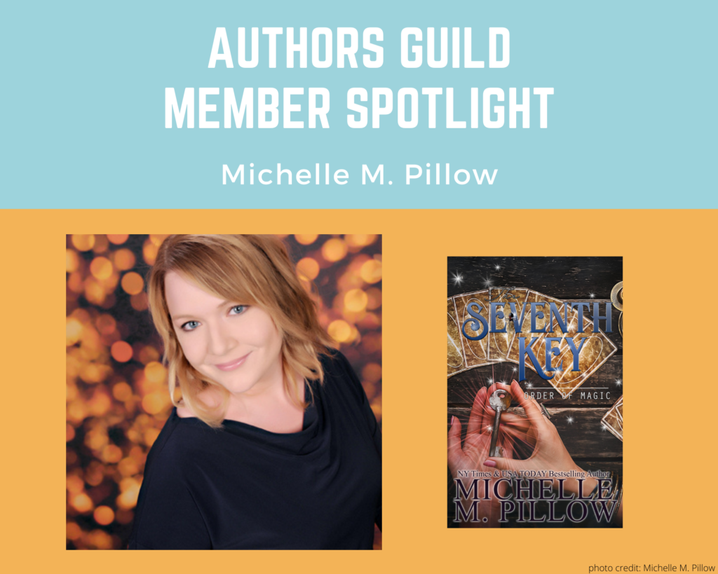 author Michelle M. Pillow and an image of her book The Seventh Key