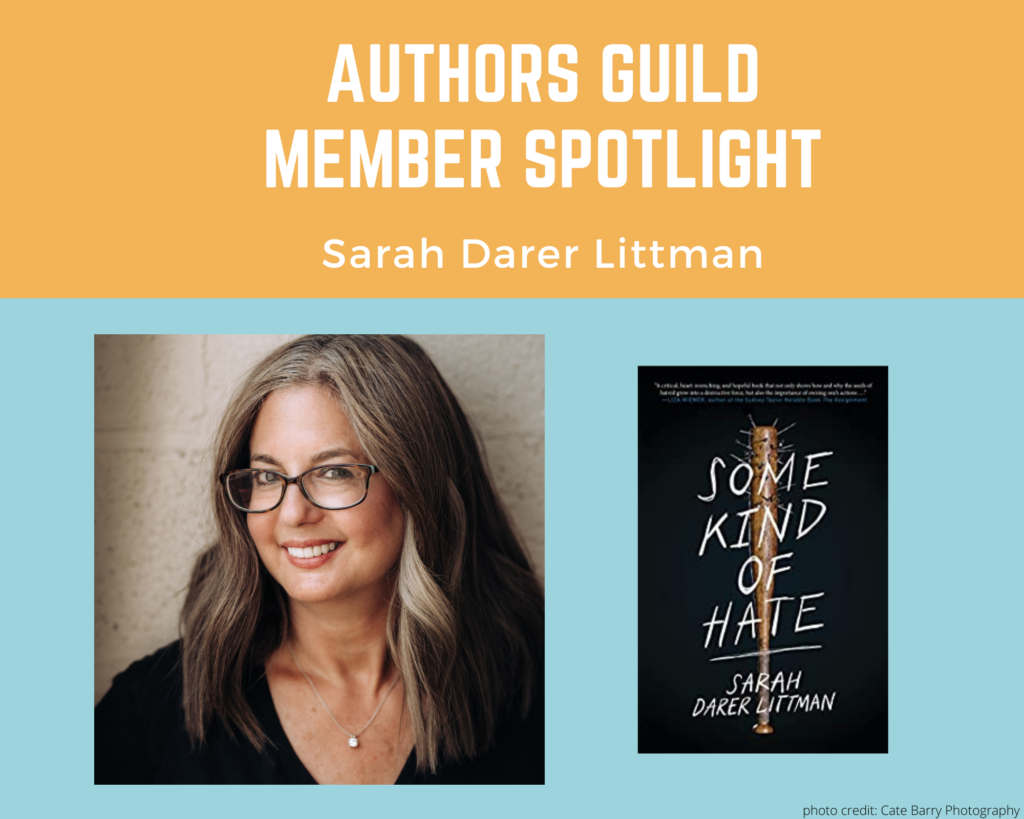 author Sarah Darer Littman and an image of her book Some Kind of Hate