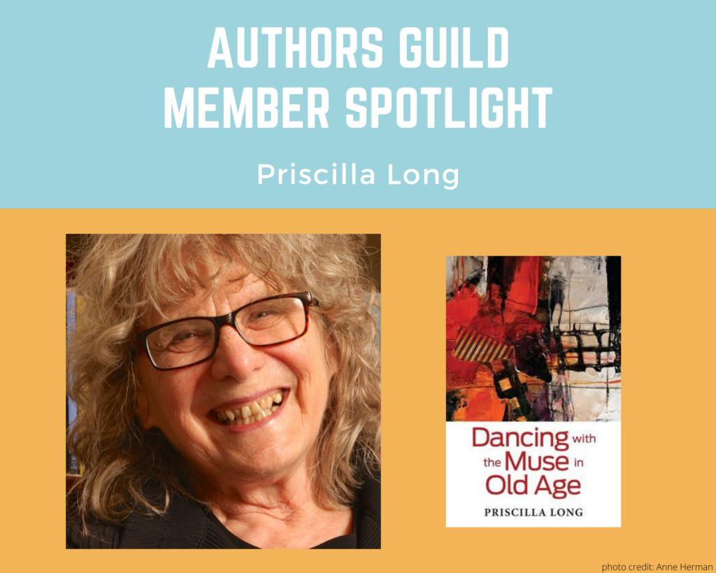 author Priscilla Long and an image of her book Dancing with the Muse in Old Age