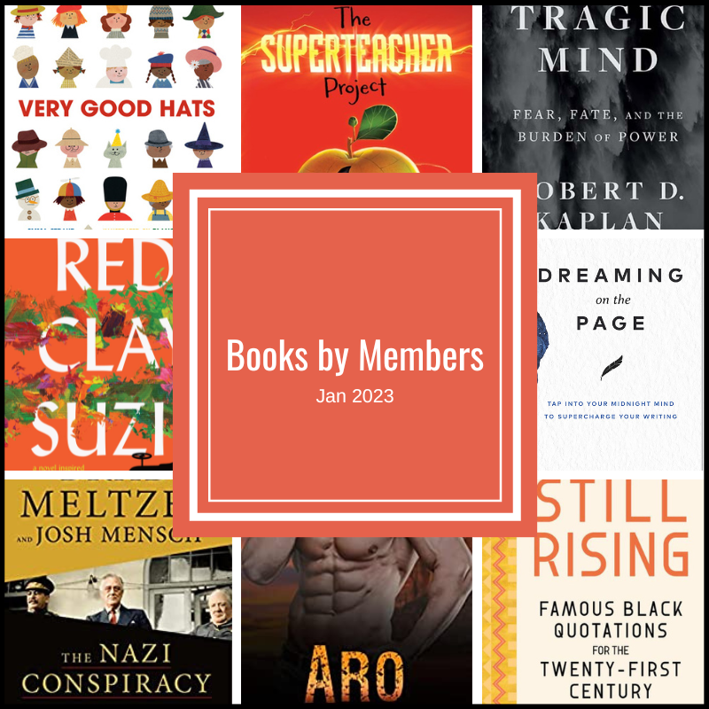 a collage of 8 books by members coming out in the month of January