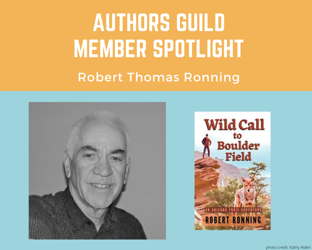 author Robert Ronning and an image of his book Wild Call to Boulder Field