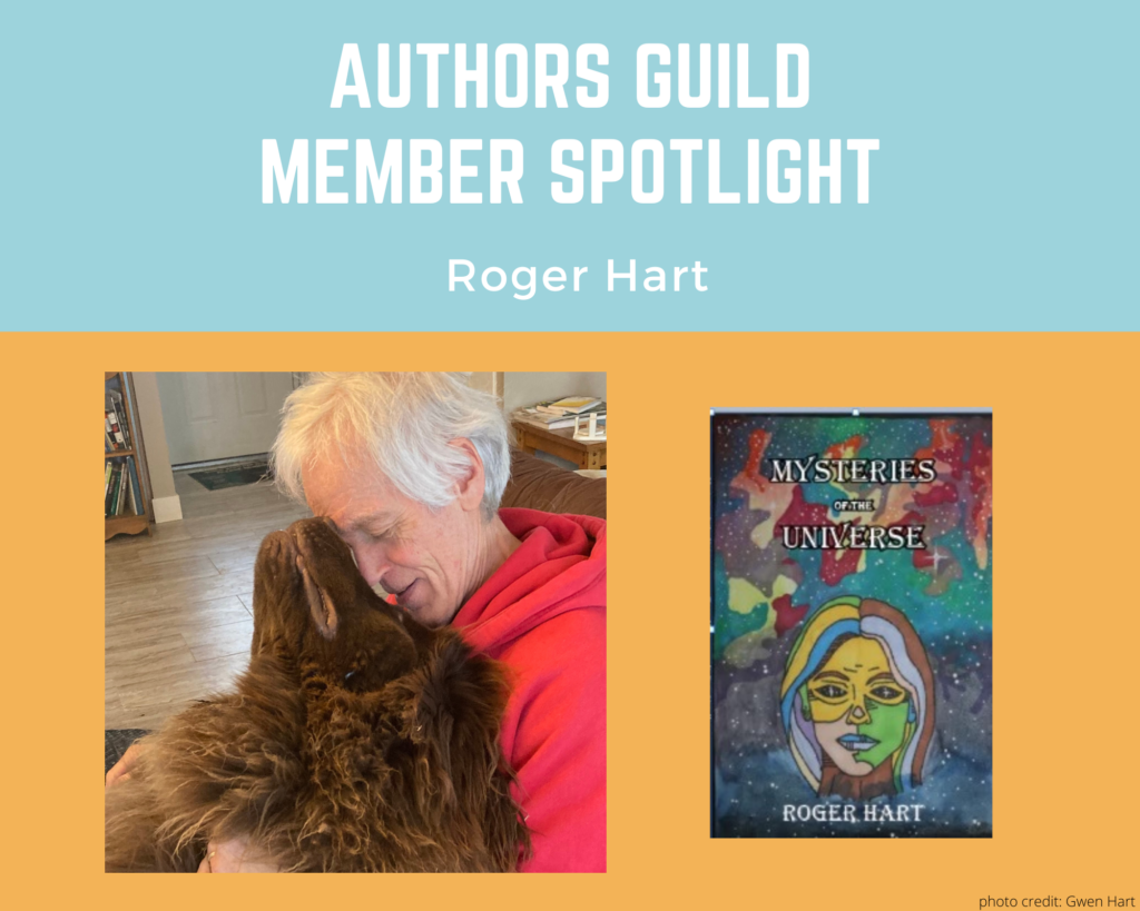 author Roger Hart and an image of his book Mysteries of the Universe