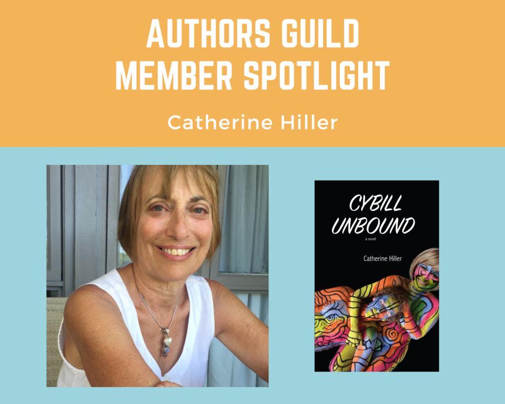 author Catherine Hiller and an image of her book Cybill Unbound