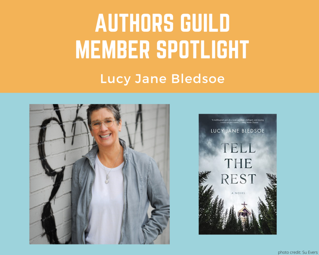 author Lucy Jane Bledsoe and an image of her book Tell the Rest