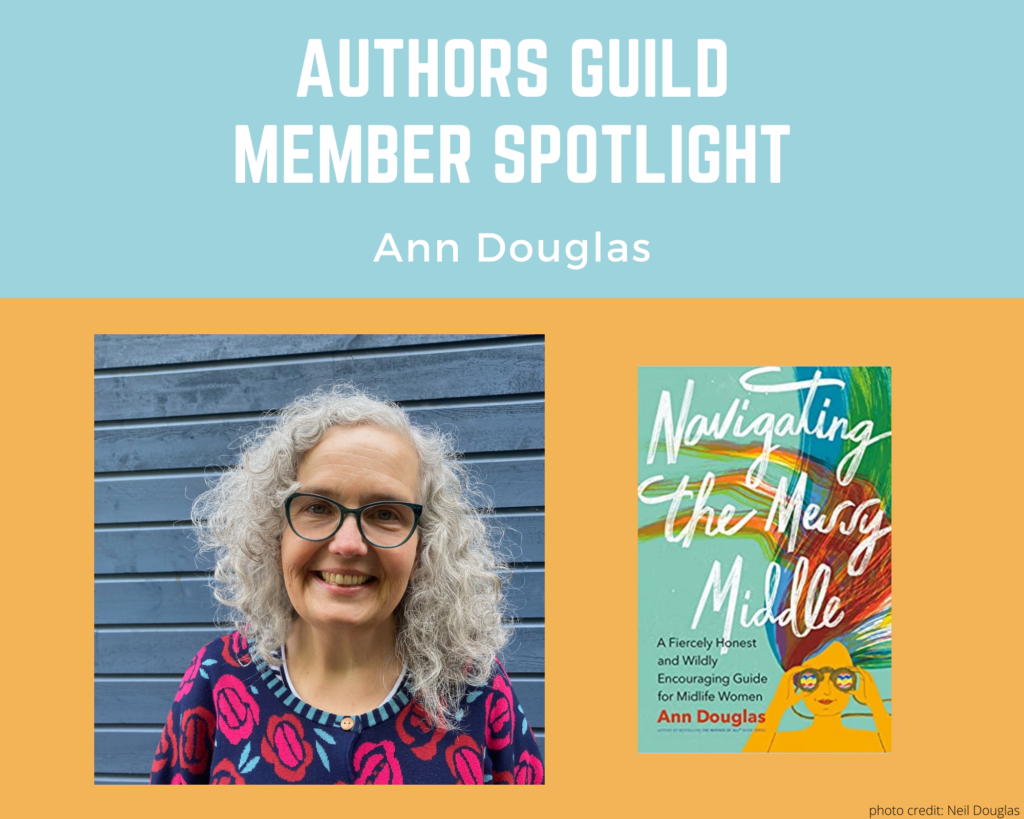 author Ann Douglas and an image of her book Navigating the Messy Middle