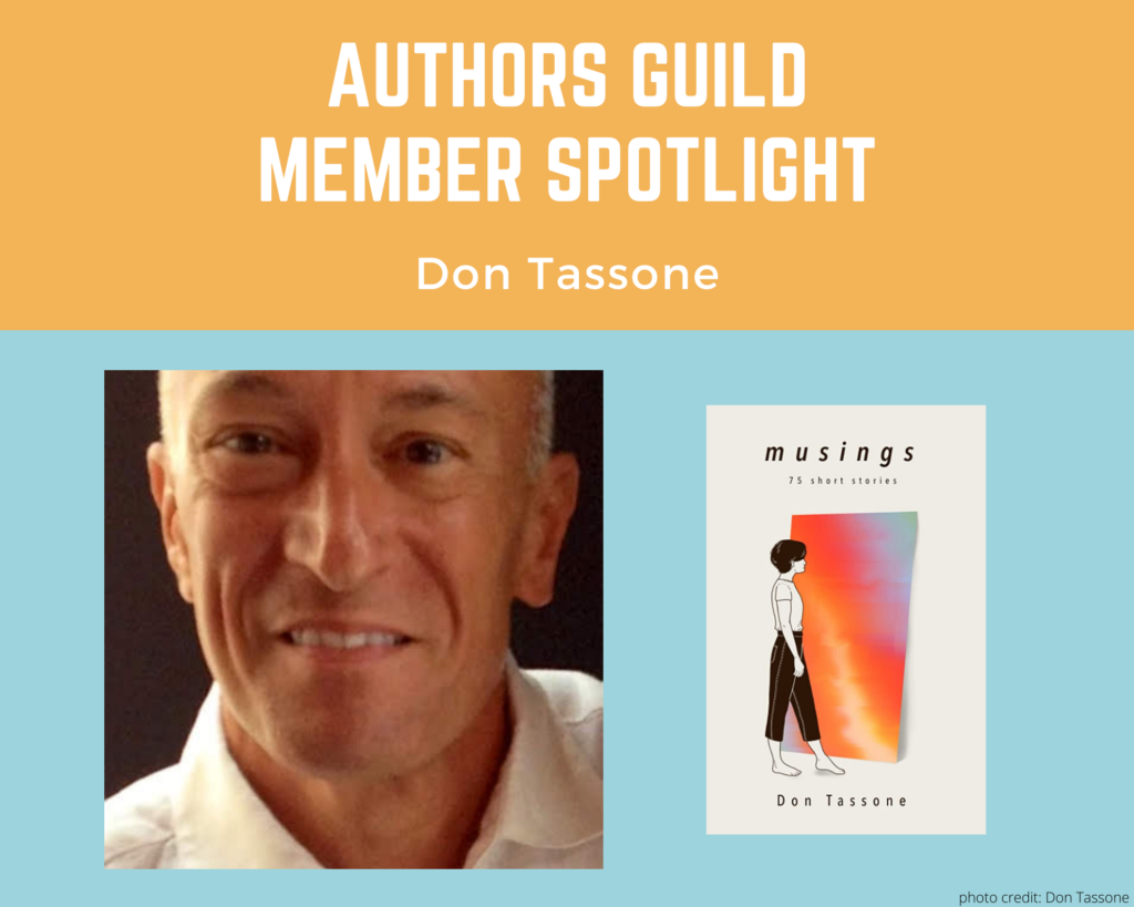 author Don Tassone and an image of his book Musings: 75 Stories