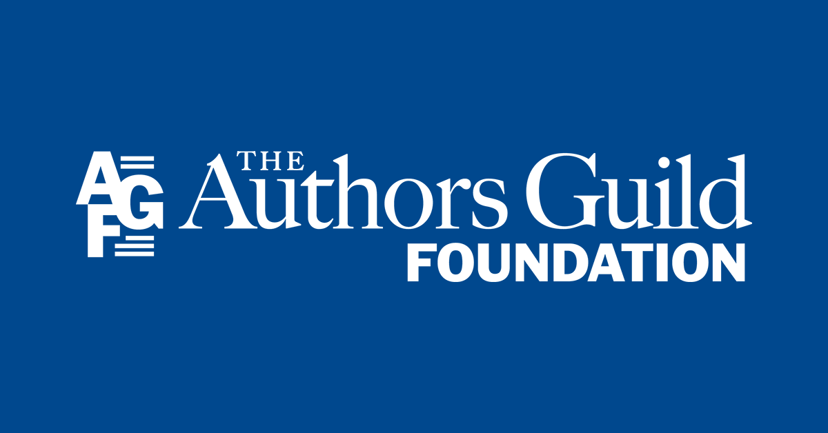 Authors Guild Foundation logo in white on a medium blue background
