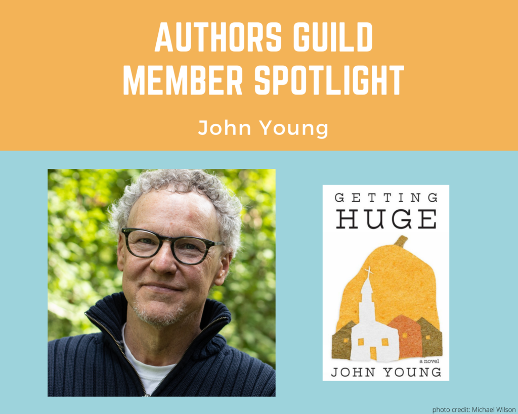 author John Young and an image of his book Getting Huge