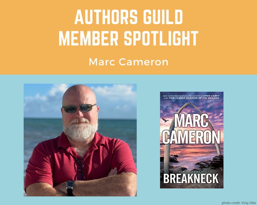 author Marc Cameron and an image of his book Breakneck