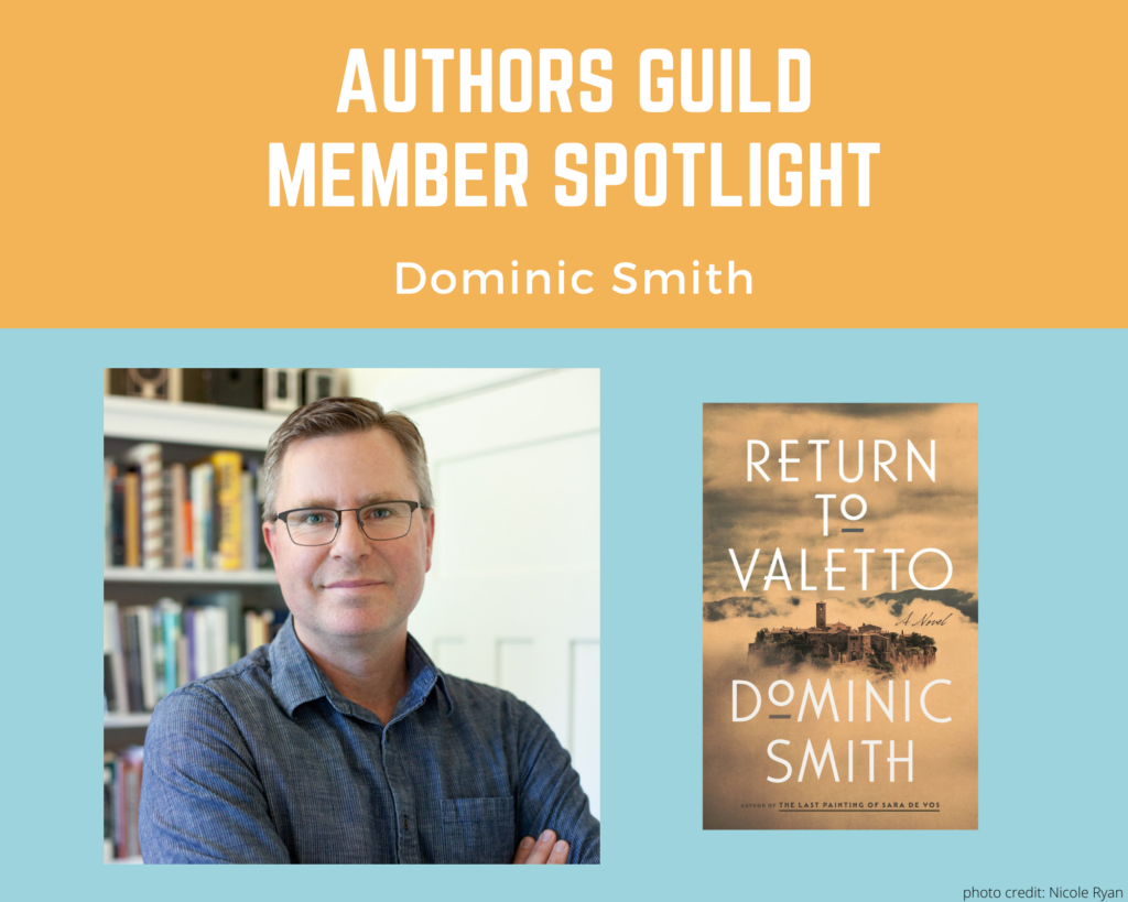 author Dominic Smith and an image of his book Return to Valetto