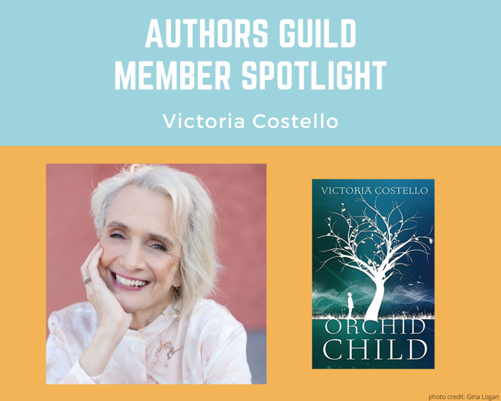 author Victoria Costello and an image of her book Orchid Child