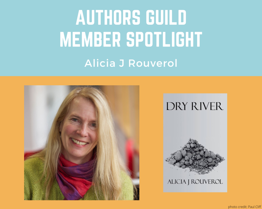 author Alicia J Rouverol and an image of her book Dry River