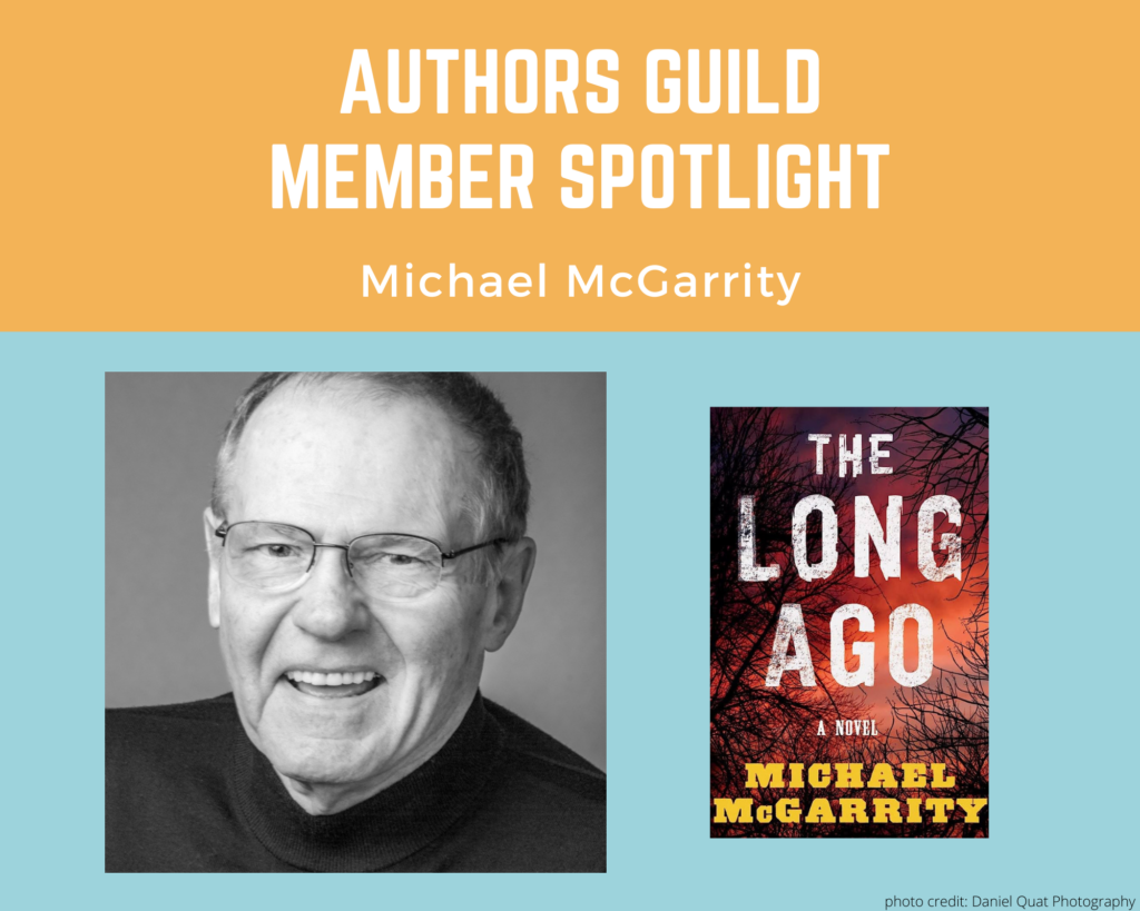 author Michael McGarrity and an image of his book The Long Ago