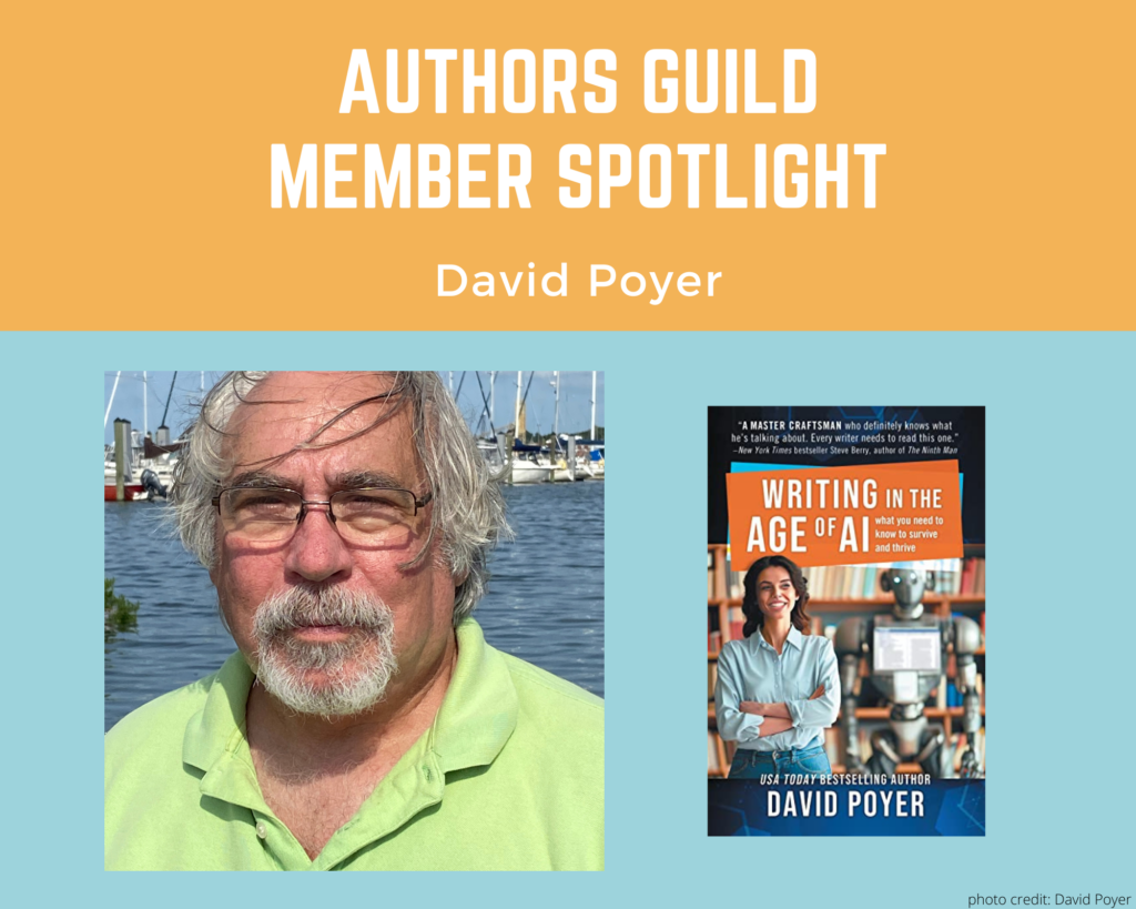 author David Poyer and an image of his book Writing in the Age of AI