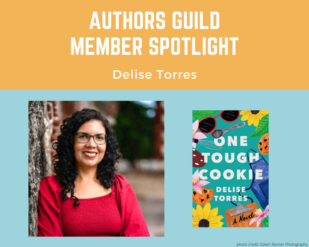author Delise Torres and an image of her book One Tough Cookie