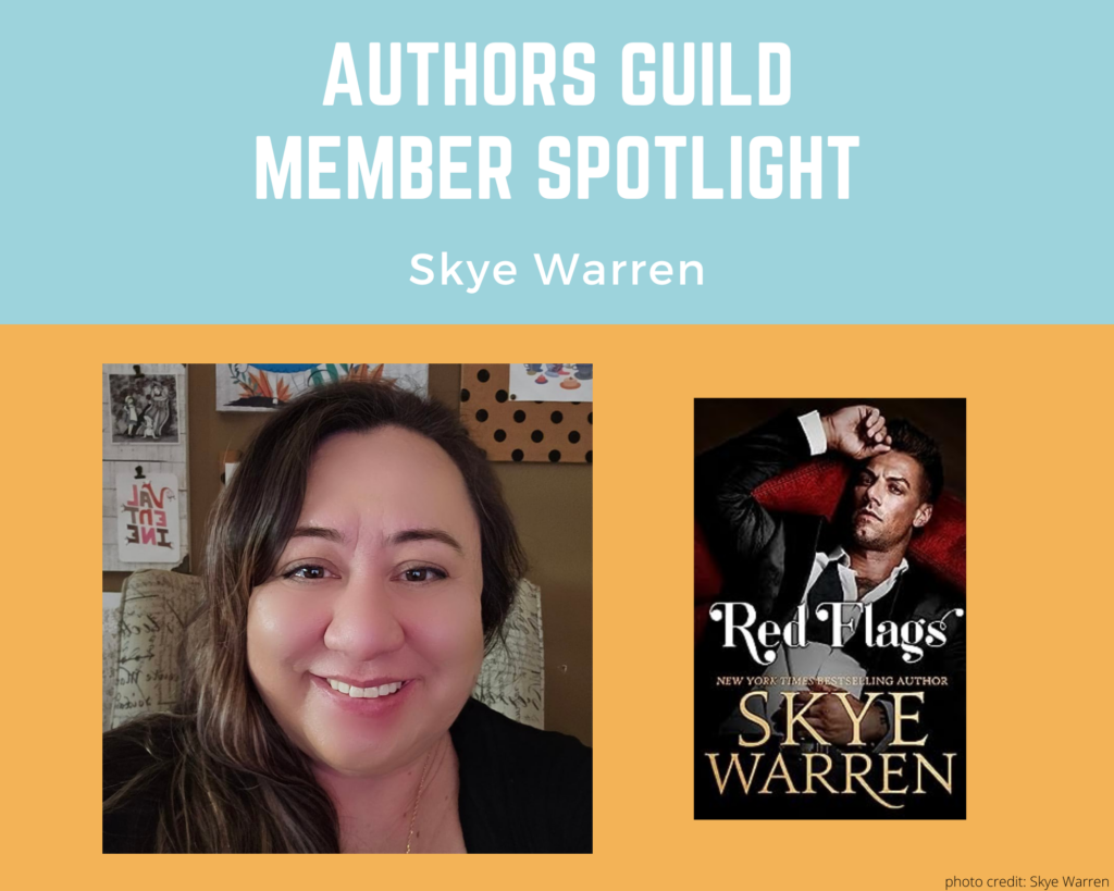 author Skye Warren and an image of her book Red Flags