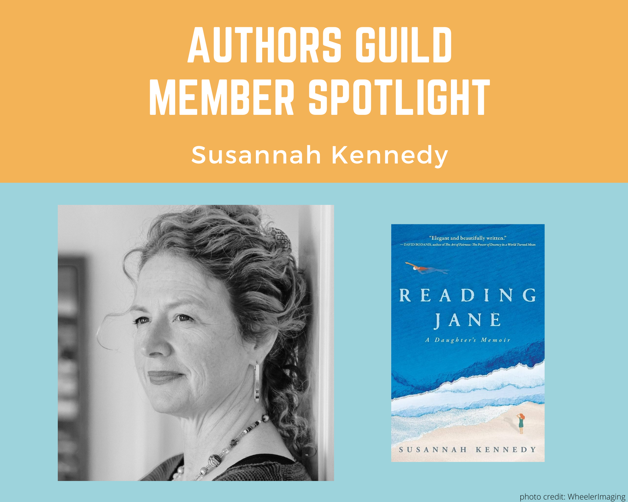 author Susannah Kennedy and an image of her book Reading Jane