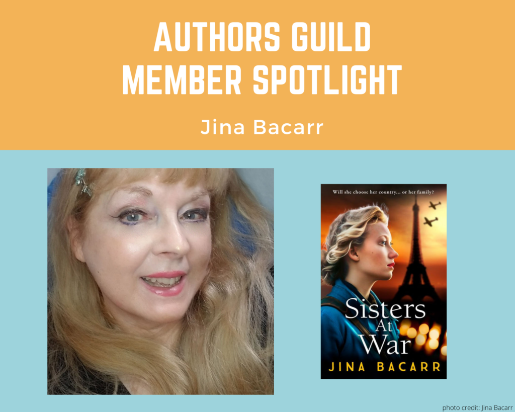 author Jina Bacarr and her book Sisters of War