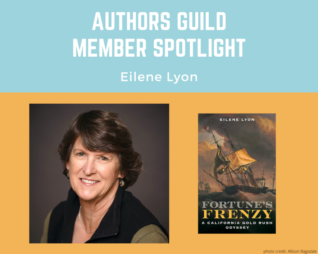 author Eilene Lyon and an image of her book Fortune's Frenzy