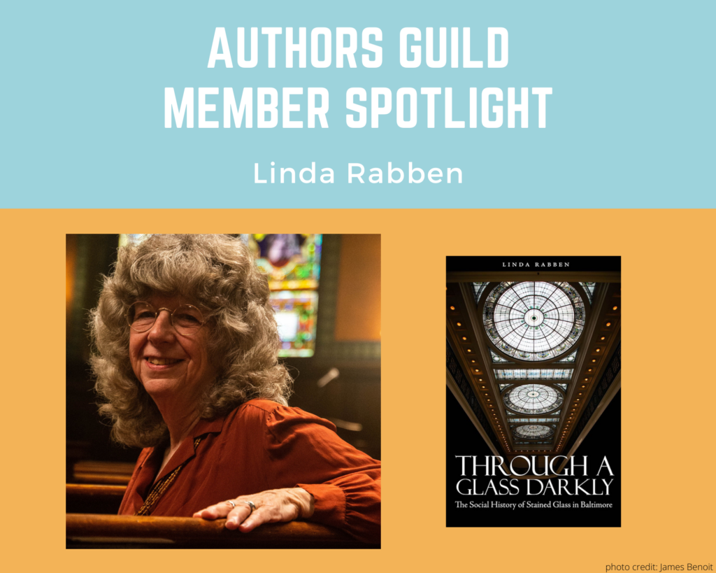 author Linda Rabben and an image of her book Through a Glass Darkly