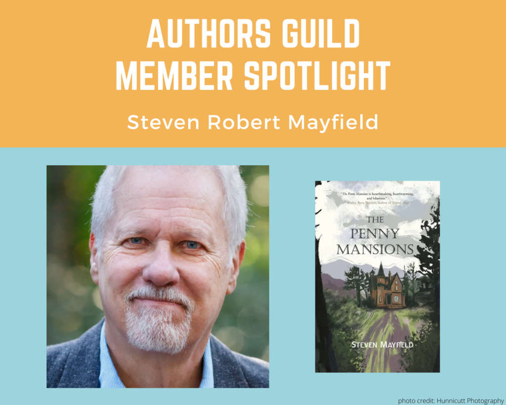 author Steven Robert Mayfield and an image of his book The Penny Mansions