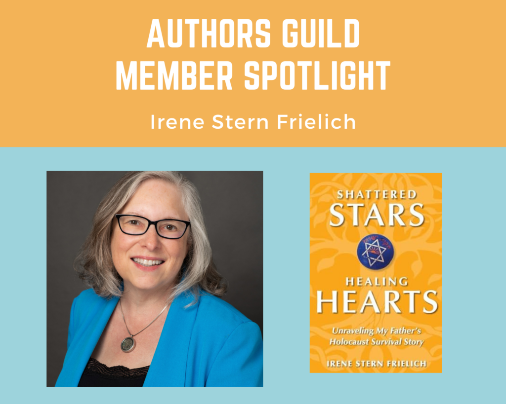 author Irene Stern Frielich and an image of her book Shattered Stars, Healing Hearts