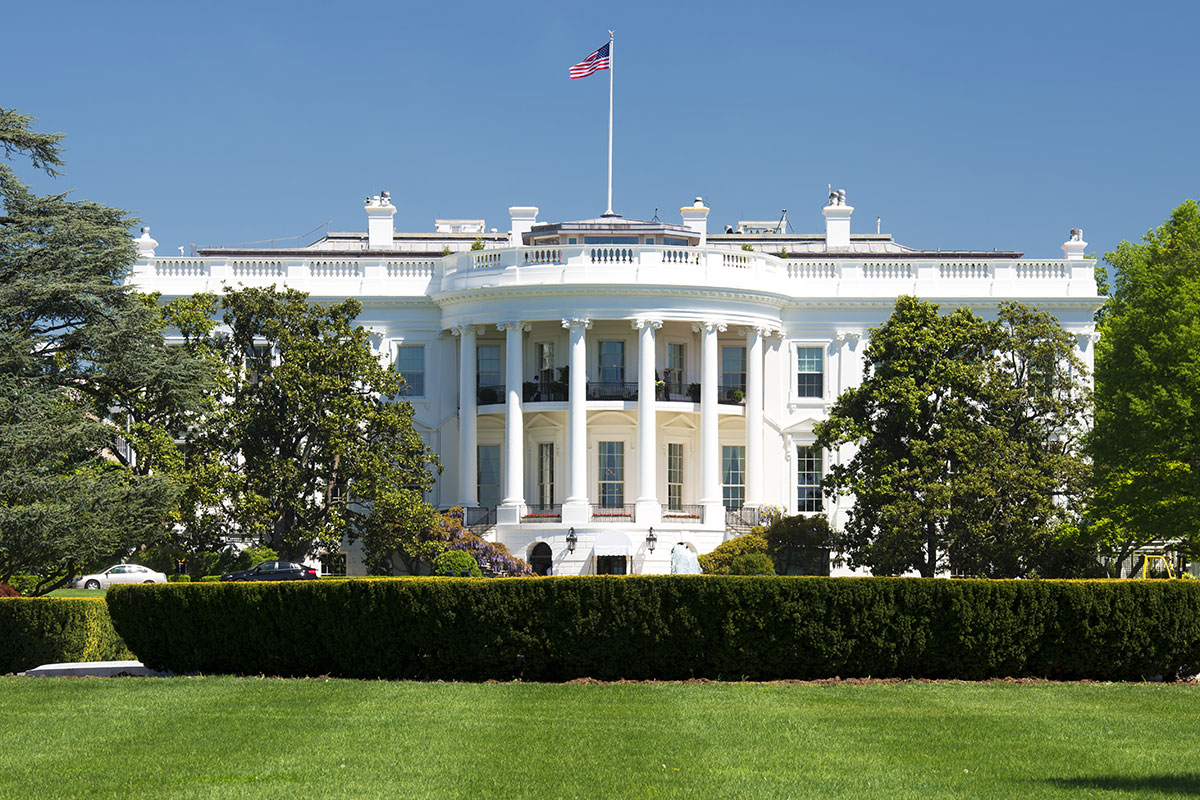 The White House South Portico in Washington, DC