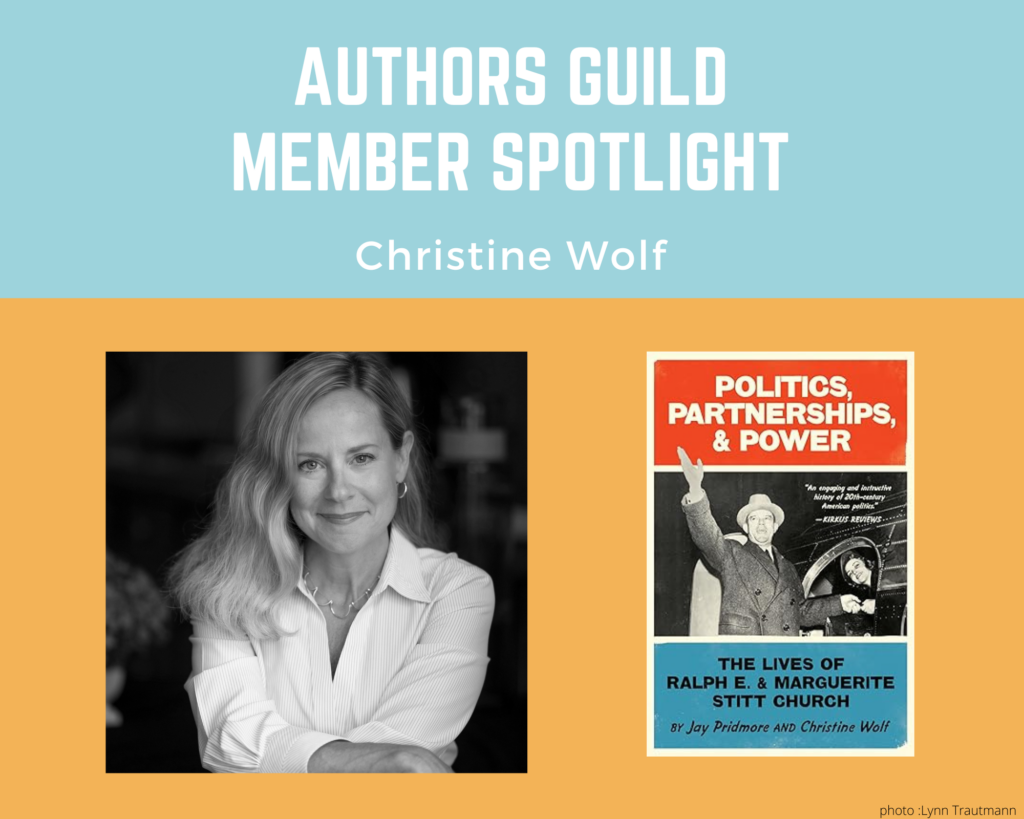 author Christine Wolf and her book Politics, Partnerships, & Power