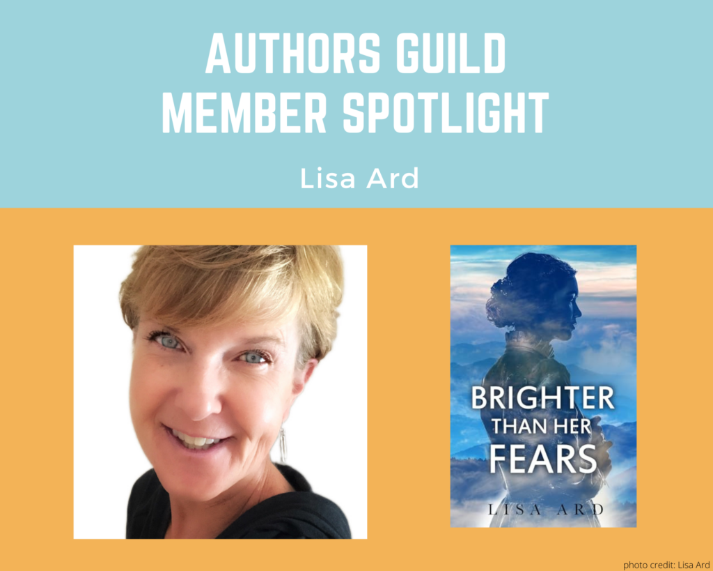 author Lisa Ard and an image of her book Brighter Than Her Fears
