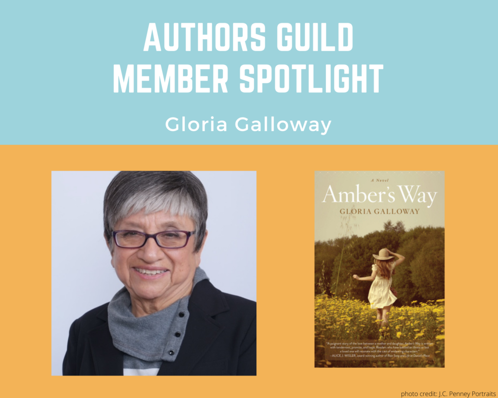 author Gloria Galloway and an image of her book Amber's Way