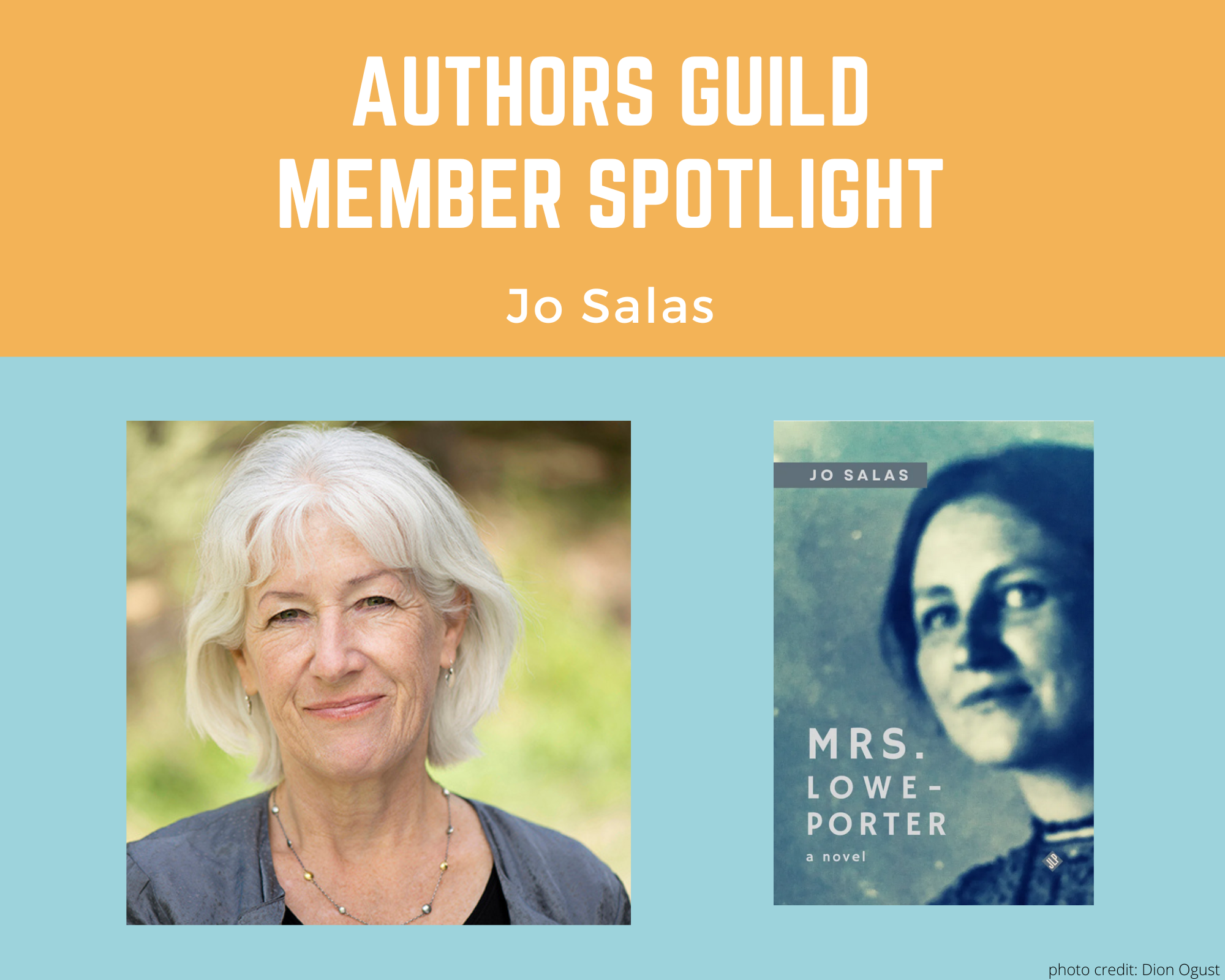 author Jo Salas and her book Mrs Lowe Porter