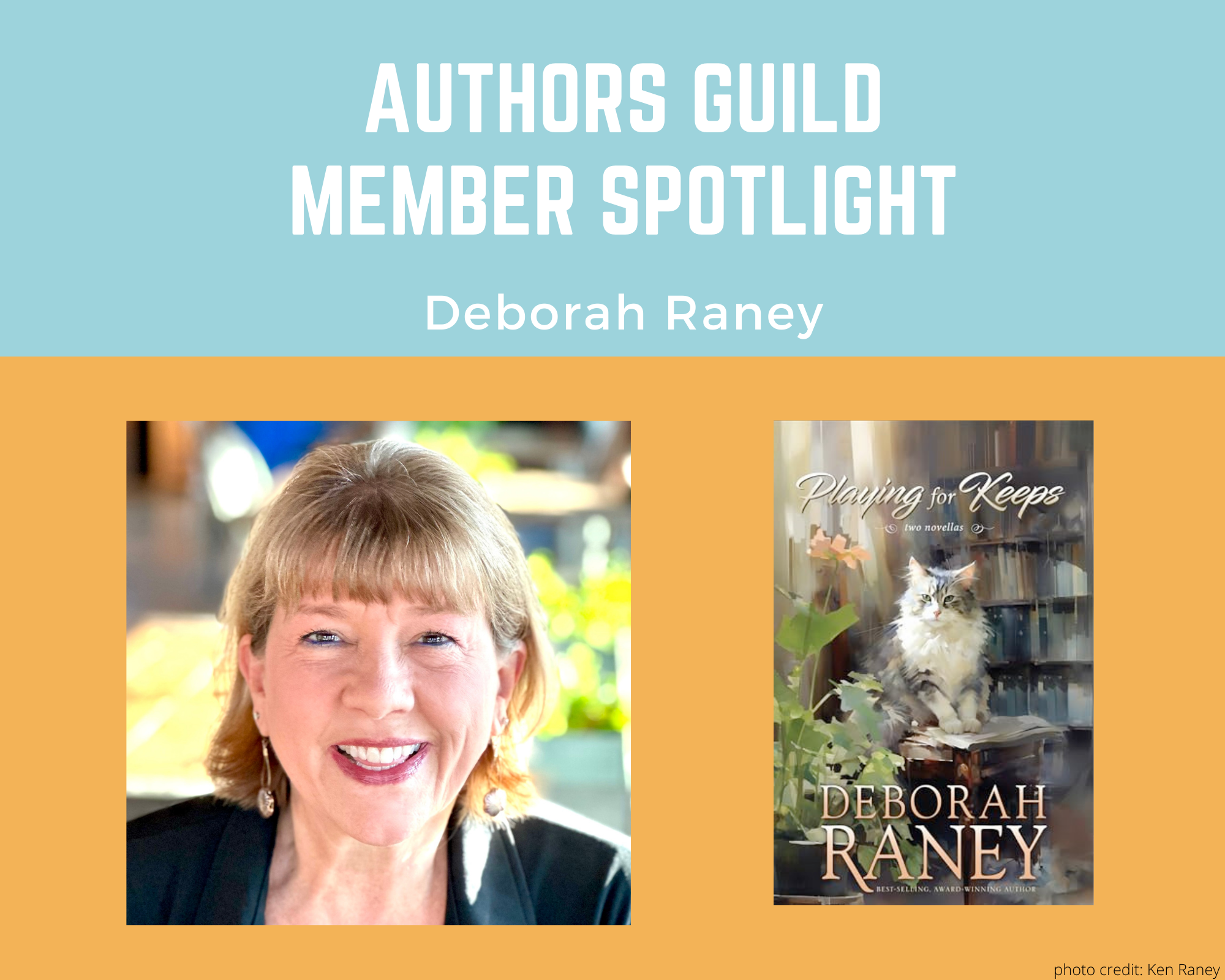 author Deborah Raney and an image of her book Playing for Keeps