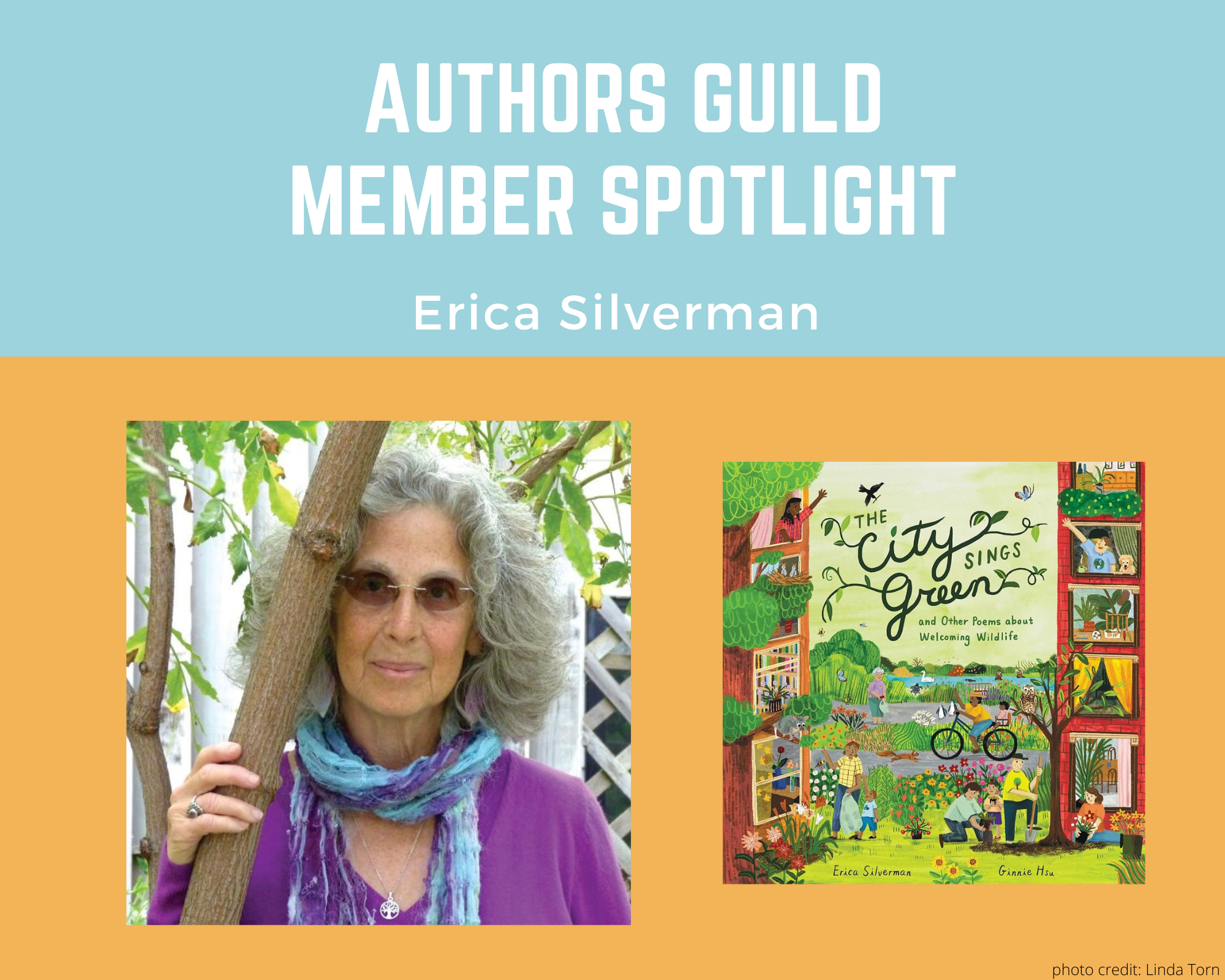 author Erica Silverman and her book The City Sings Green