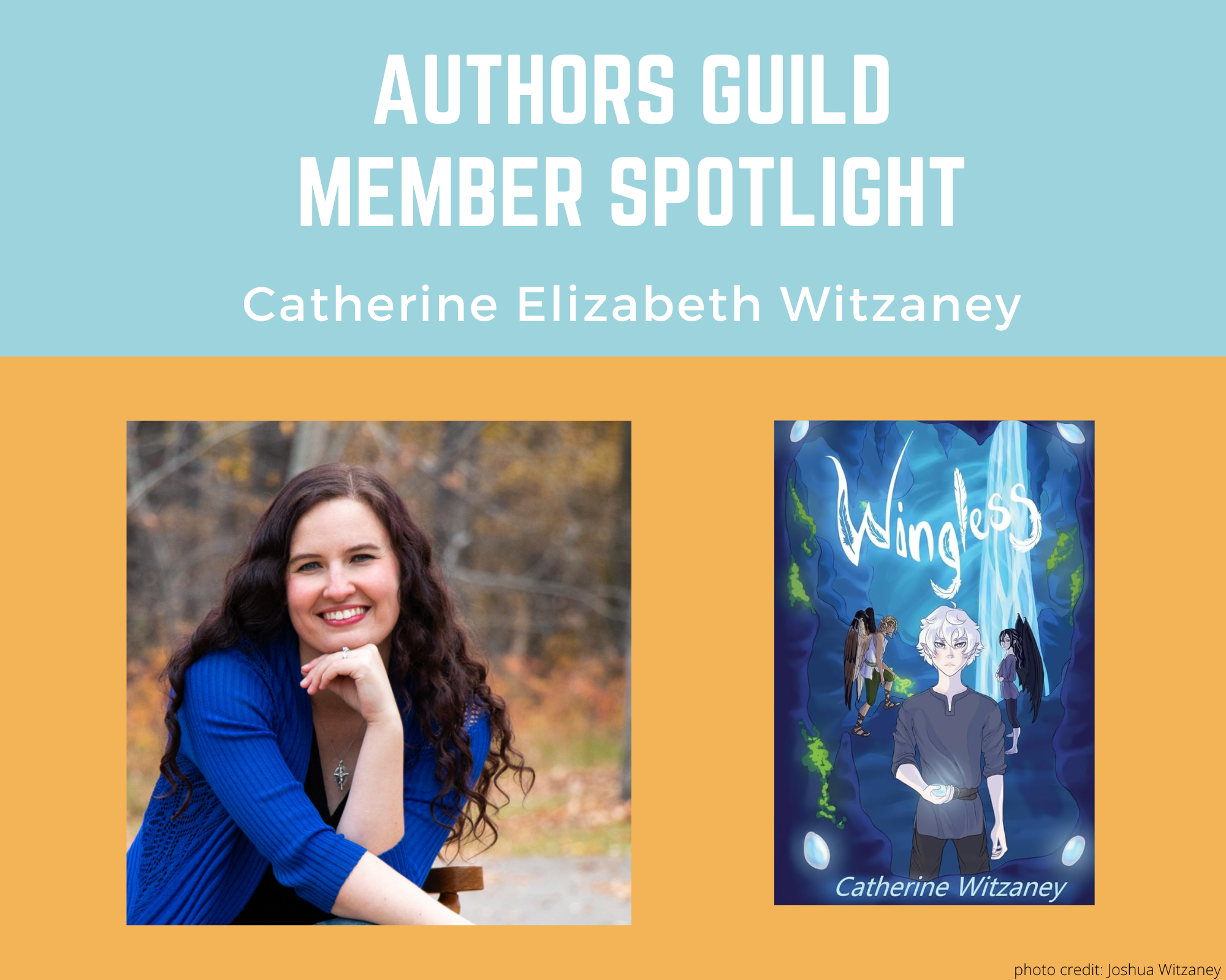 author Catherine Witzaney and an image of her book Wingless
