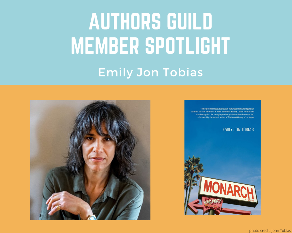 author Emily Jon Tobias and an image of her book Monarch