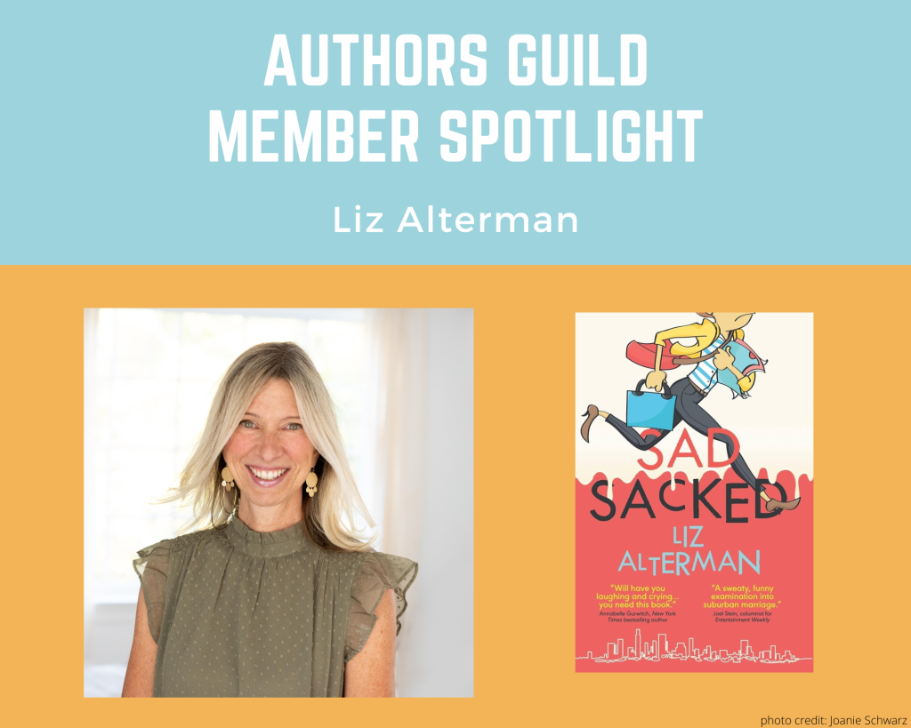 author Liz Alterman and an image of her book Sad Sacked
