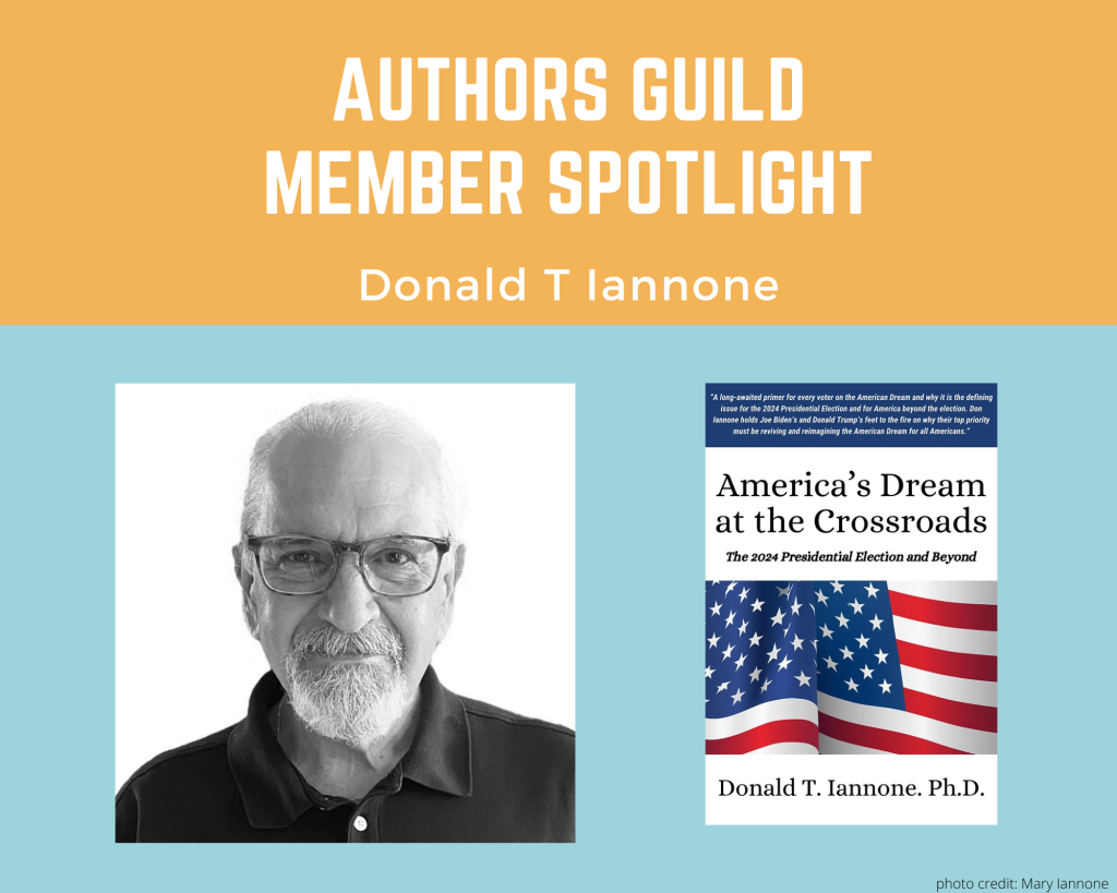 author Donald T Iannone and an image of his book America's Dream at a Crossroads