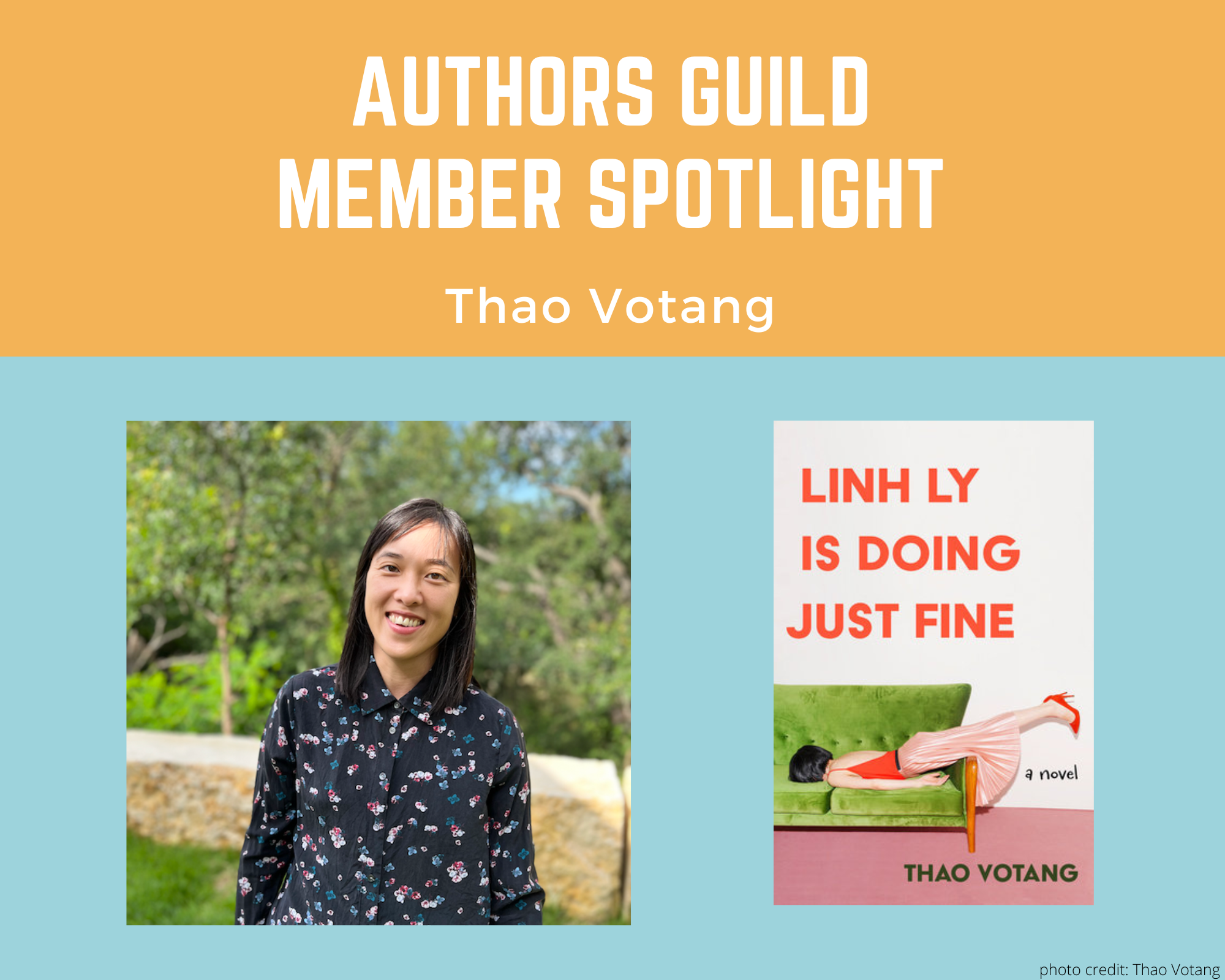 author Thao Votang and an image of her book Linh Ly is Doing Just Fine