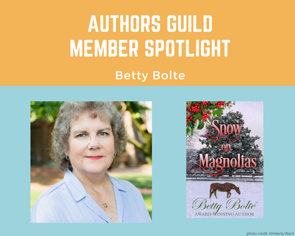 author Betty Bolte and her book Snow on Magnolias