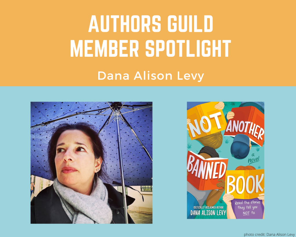 author Dana Alison Levy and an image of her book Not Another Banned Book