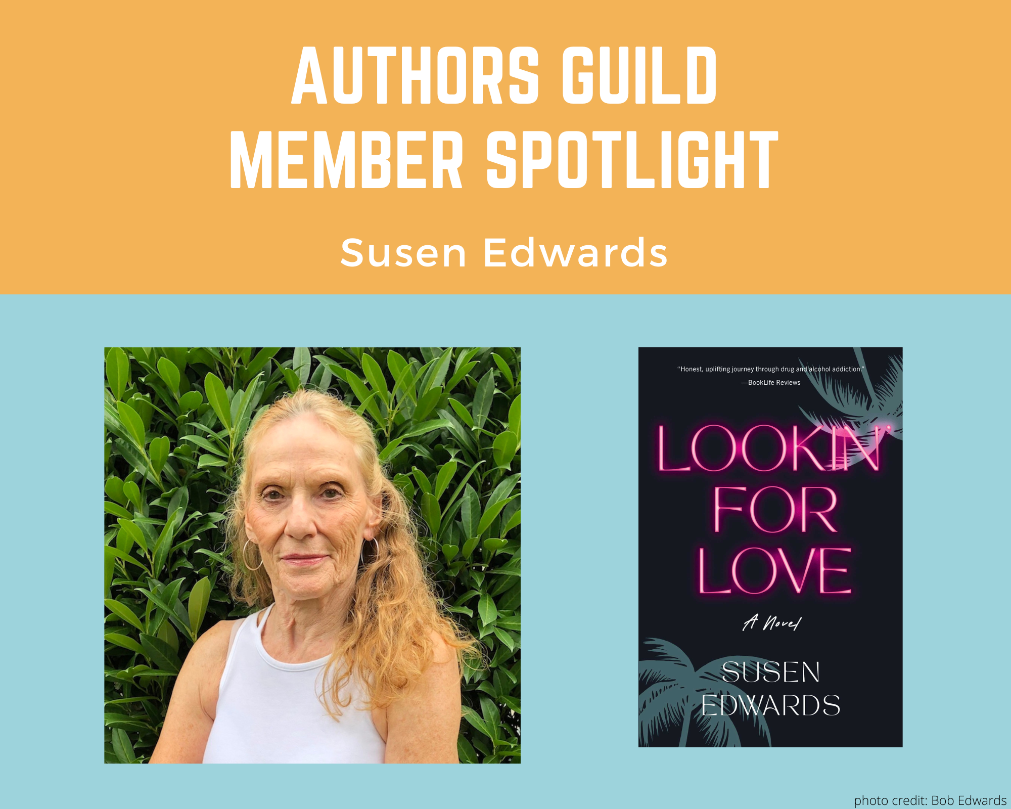 author Susen Edwards and her book Lookin' for Love