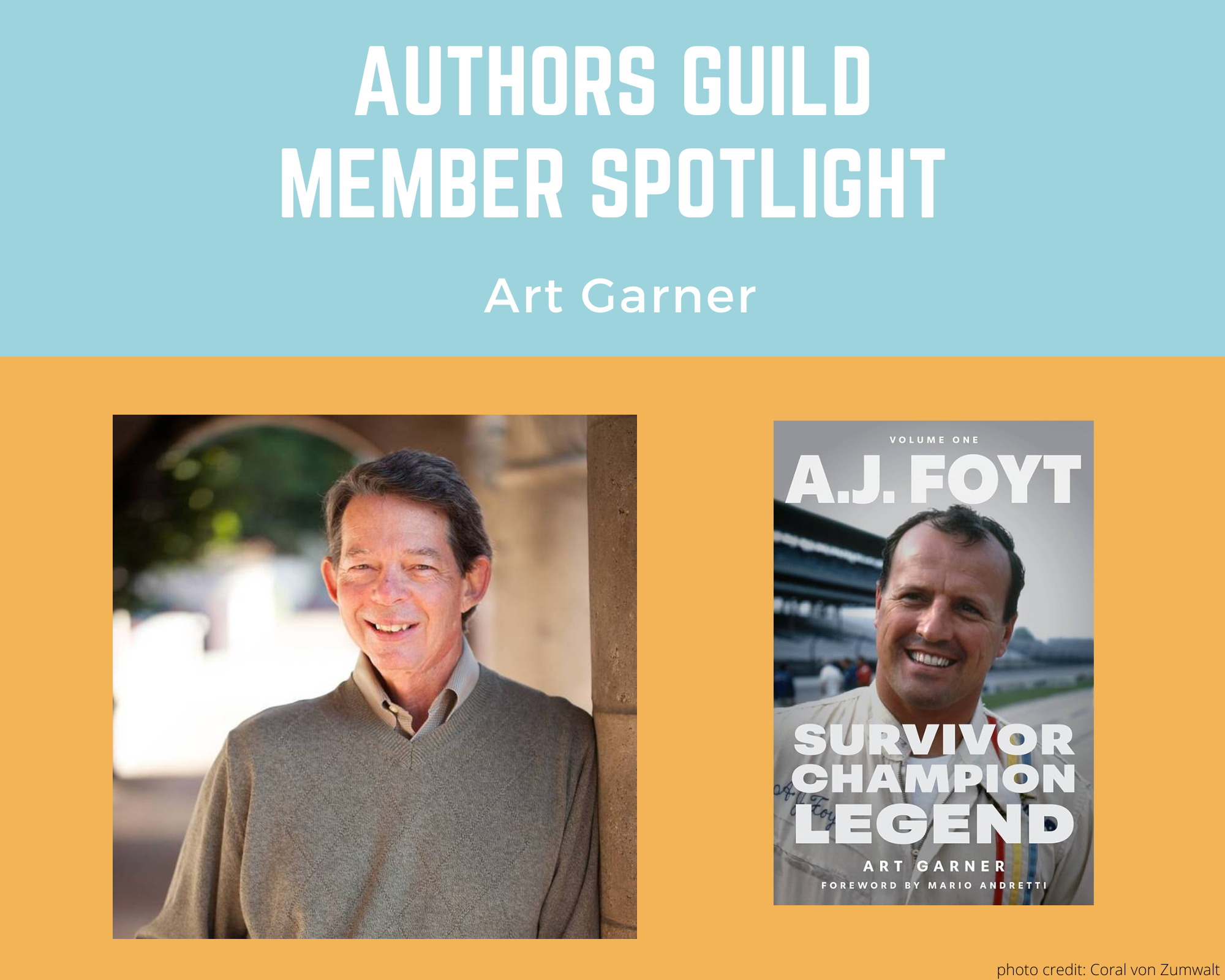 author Art Garner and his book A.J. Foyt: Survivor, Champion, Legend