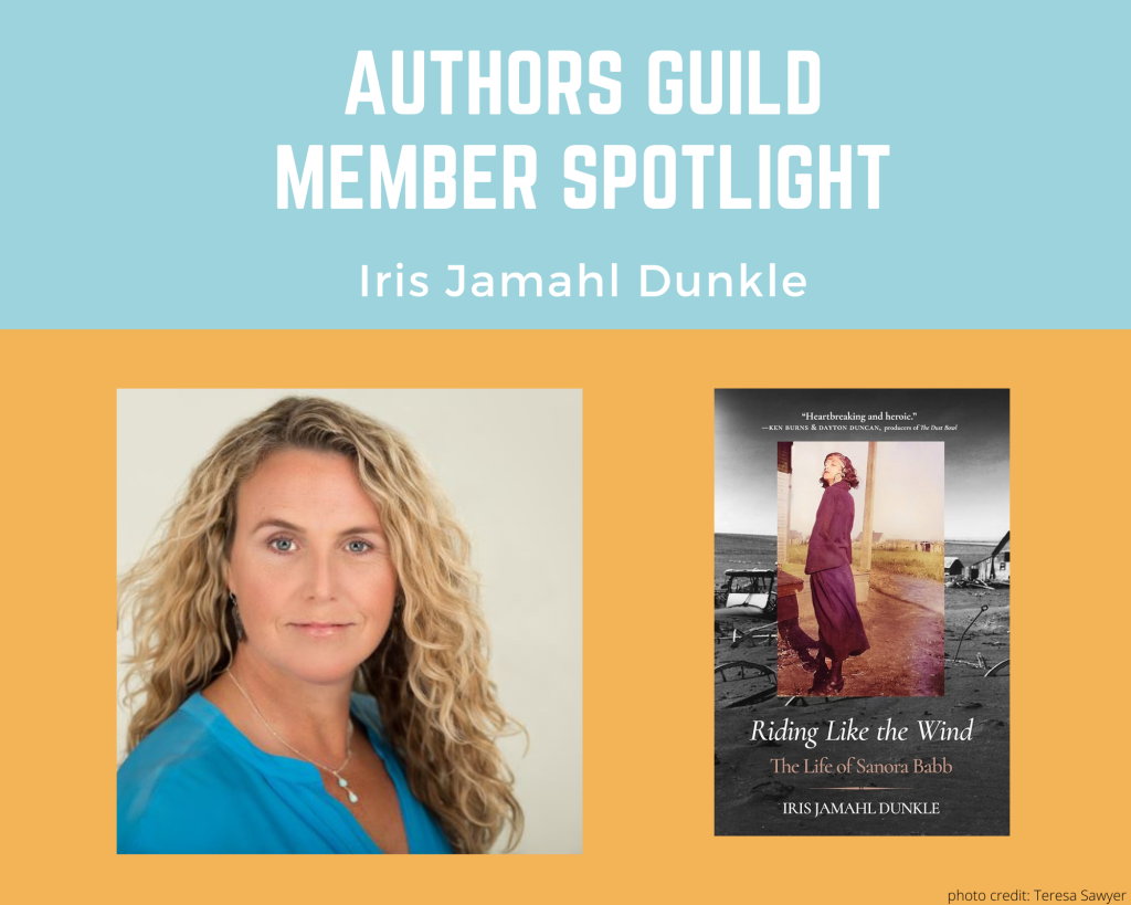 author Iris Jamahl Dunkle and her book Riding Like the Wind