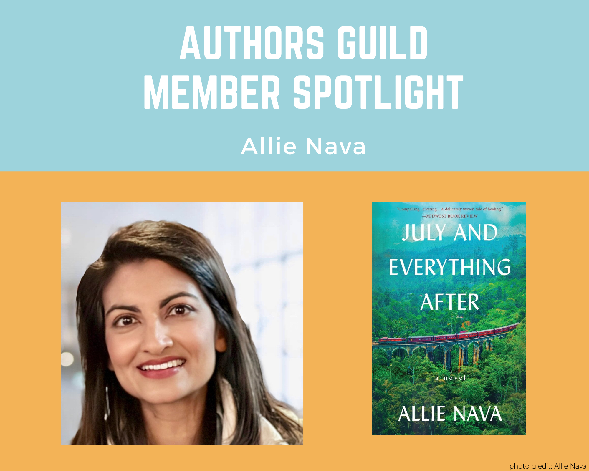 author Allie Nava and her book July and Everything After