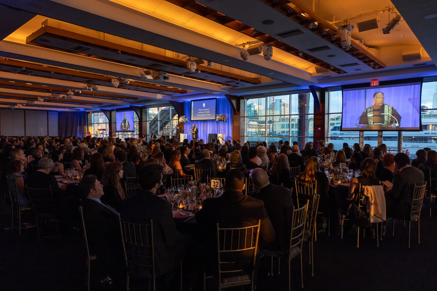 Wide angle view of attendees filling the room at the 32nd Annual Authors Guild Foundation Gala in 2024