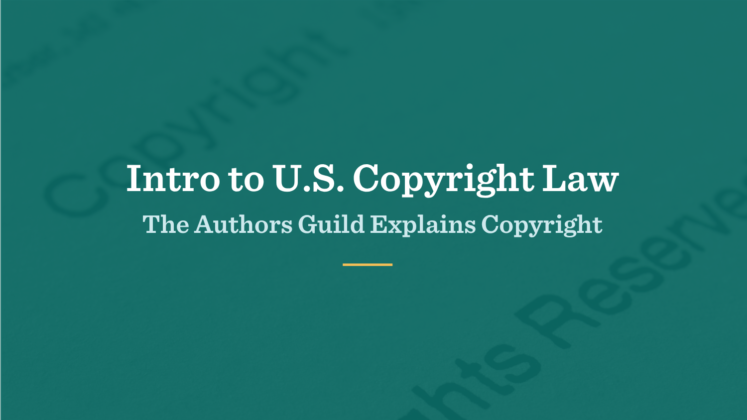 Close up of a book copyright page with the title Intro to US Copyright Law: The Authors Guild Explains Copyright