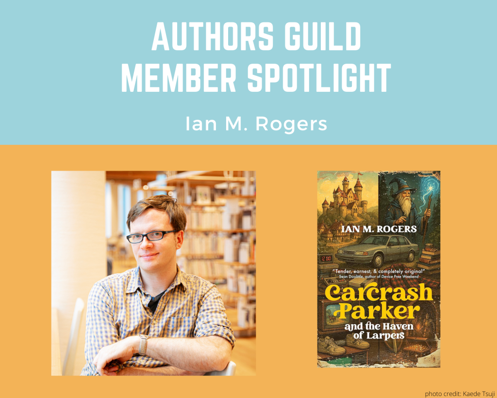 author Ian Rogers and his book Carcrash Parker and the Haven of Larpers